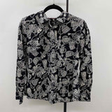 Talbots Women's Size M Black Tassels Long Sleeve Shirt