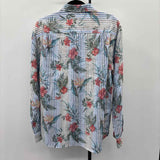 Tommy Bahama Men's Size M Blue Linen/Polyester Floral Long Sleeve Shirt