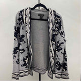 Rachel Zoe Women's Size L Gray Floral Cardigan