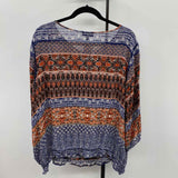 Lucky Brand Women's Size 2X Navy Multi-Pattern Long Sleeve Shirt