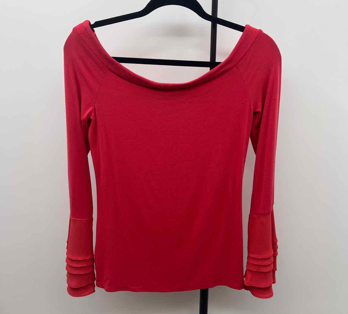 White House Black Market Women's Size S Red Solid Long Sleeve Shirt