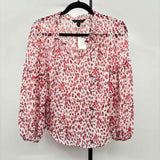 Banana Republic Women's Size XS Cranberry dotted Long Sleeve Shirt