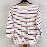 Talbots Women's Size M White Stripe Long Sleeve Shirt