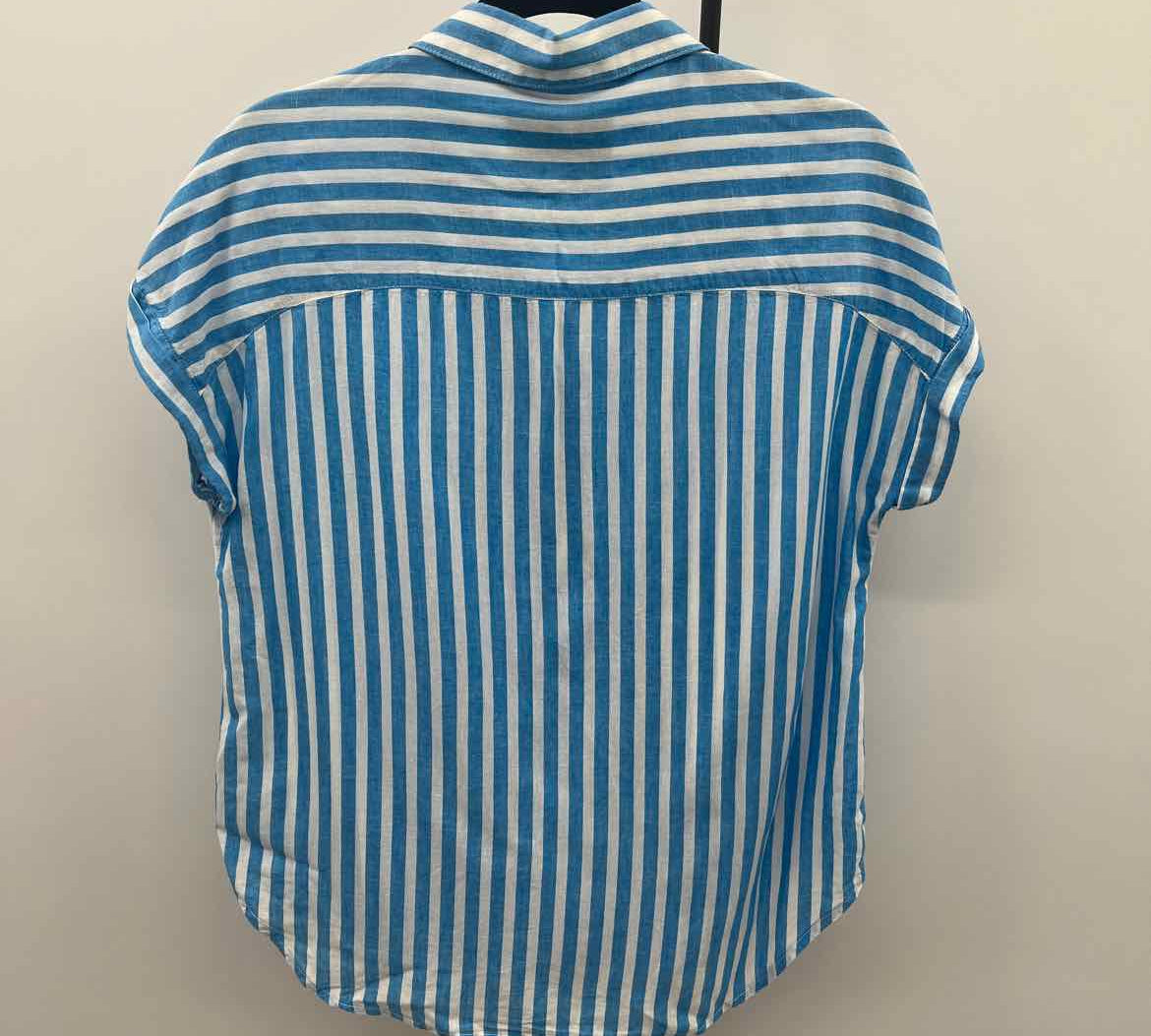 Lola River Women's Size M Turquoise Stripe Short Sleeve Shirt