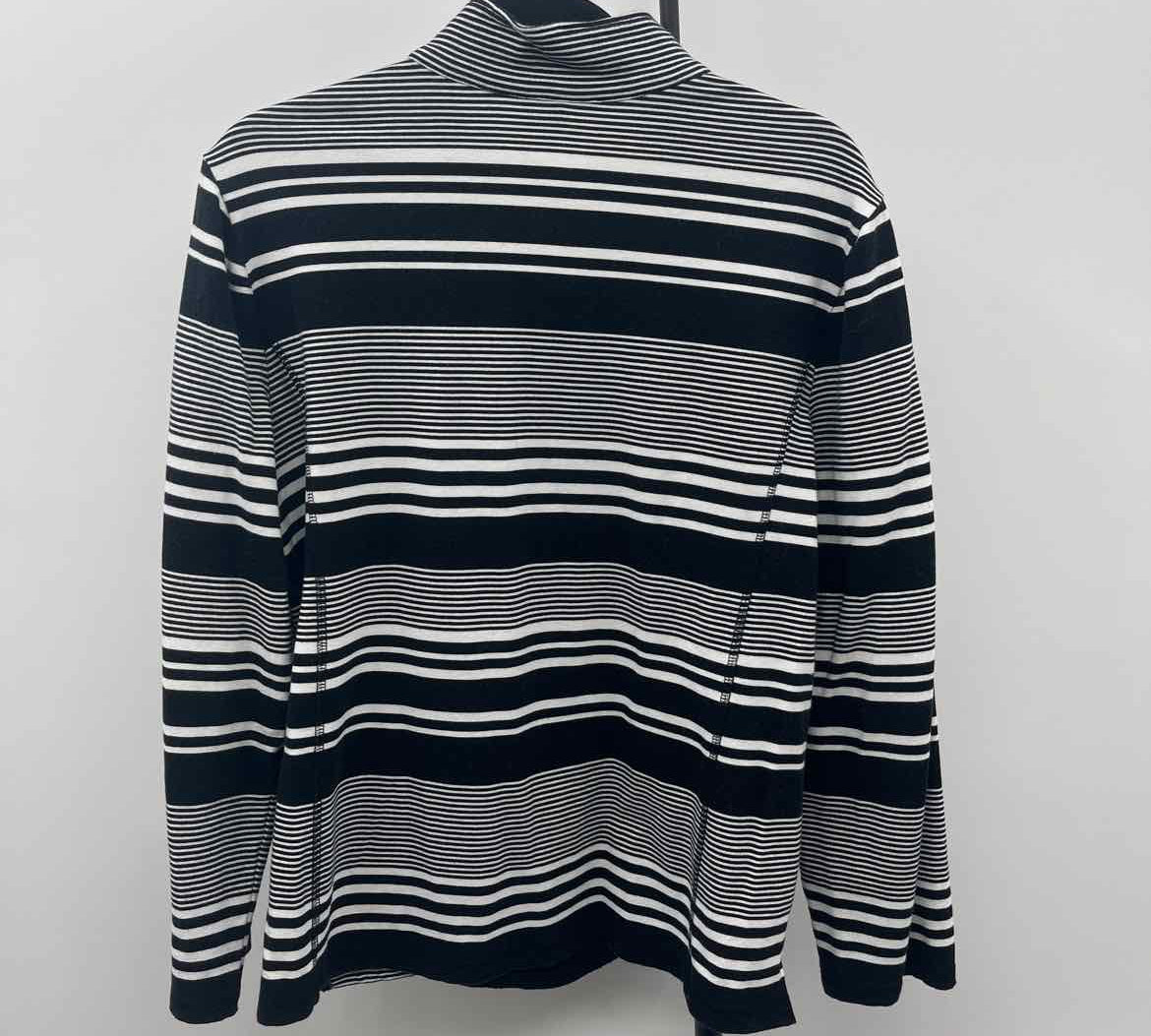 Talbots Women's Size L Black Stripe Long Sleeve Shirt