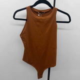 Reoria Women's Size M Brown Solid Sleeveless Shirt