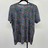 Lands End Women's Size L Multi-Color Floral Short Sleeve Shirt