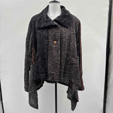 Yasuko Women's Size L Black Checkered Cardigan