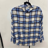 American Eagle Junior's Size XS Blue Plaid Long Sleeve Shirt