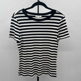 ON 34th Women's Size L Black Stripe Short Sleeve Shirt
