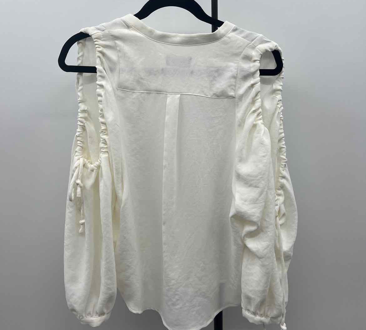 For All Mankind Women's Size S Ivory Solid Long Sleeve Shirt