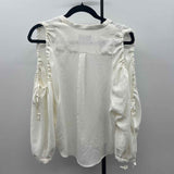 For All Mankind Women's Size S Ivory Solid Long Sleeve Shirt