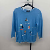 Lands End Women's Size M Blue Sailboats Sweater