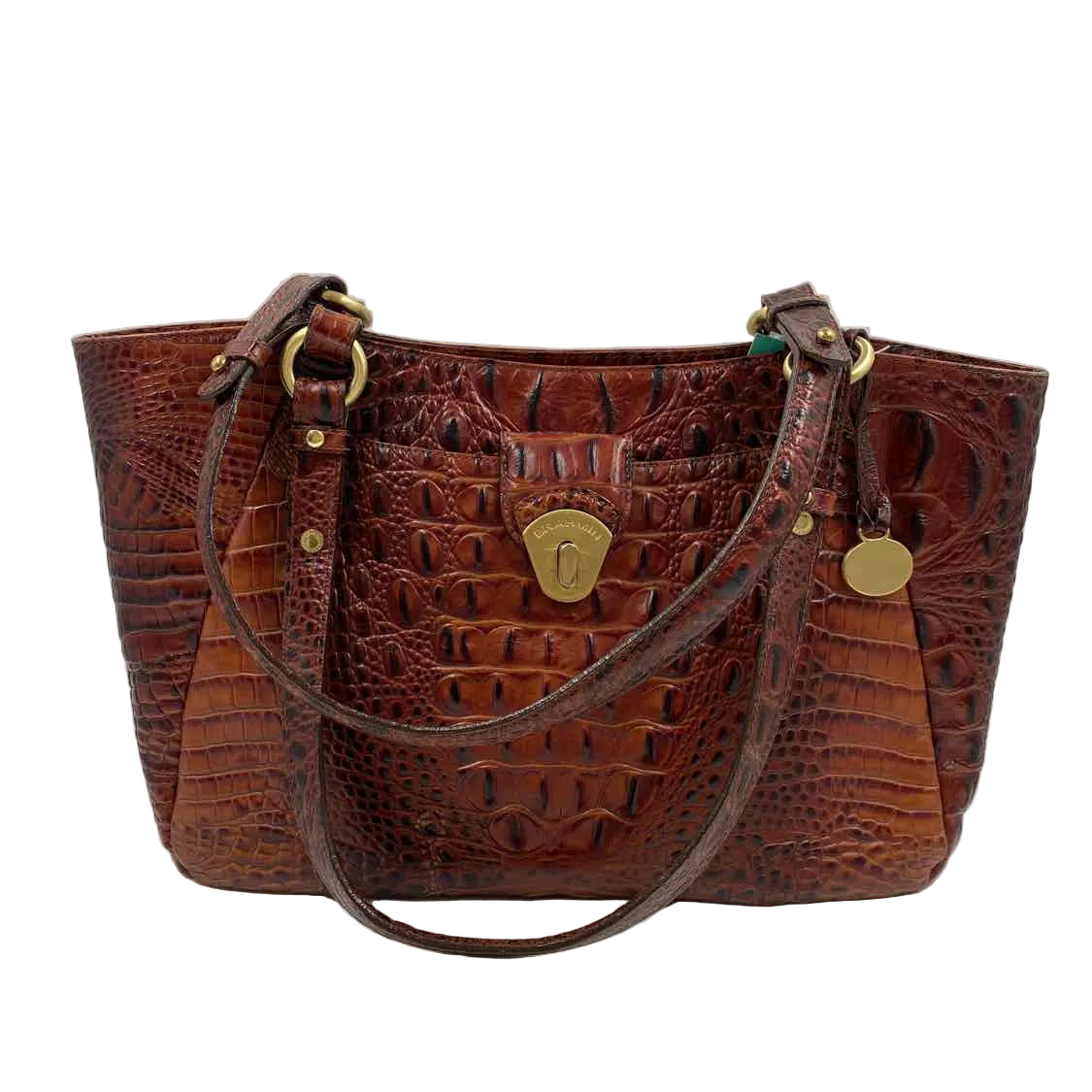 BRAHMIN Pecan Melbourne Brown Croc-Embossed COLLETTE Handled Shoulder Bag Purse