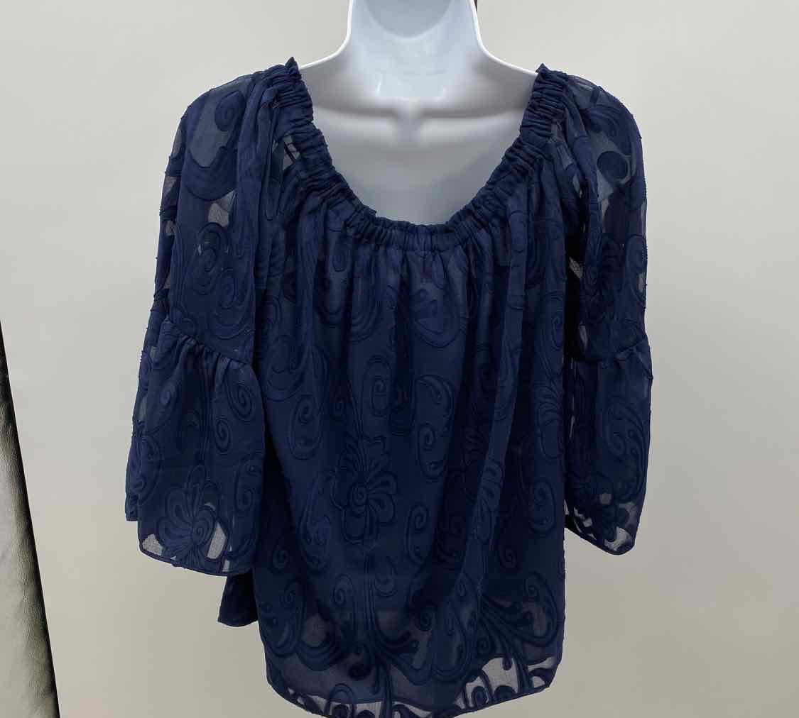 Lilly Pulitzer Women's Size S Navy Textured Long Sleeve Shirt