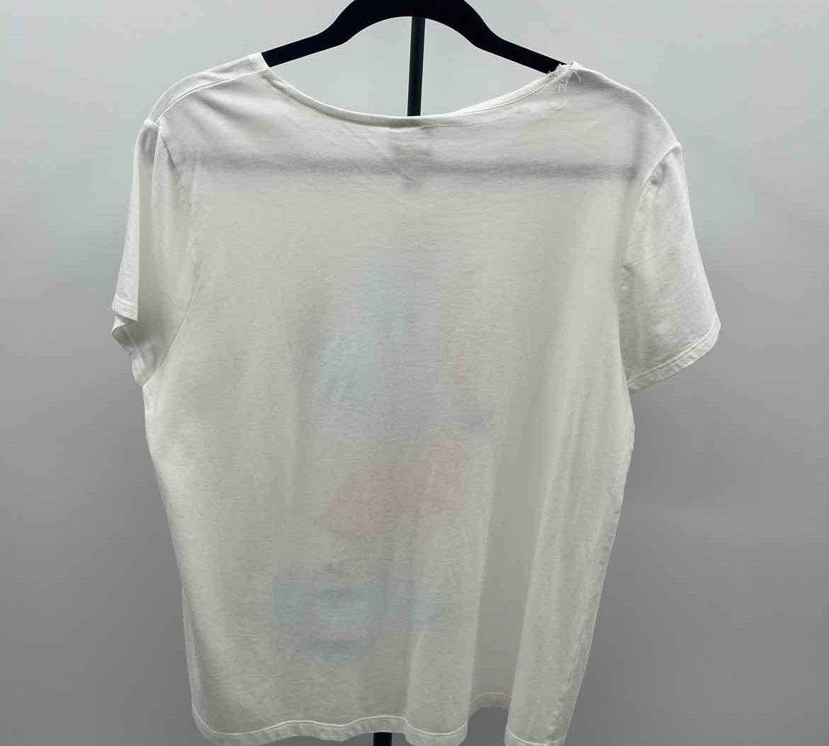 Chico's Women's Size L White Sailboats Short Sleeve Shirt