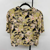 Volcom Women's Size M Green Floral Short Sleeve Shirt