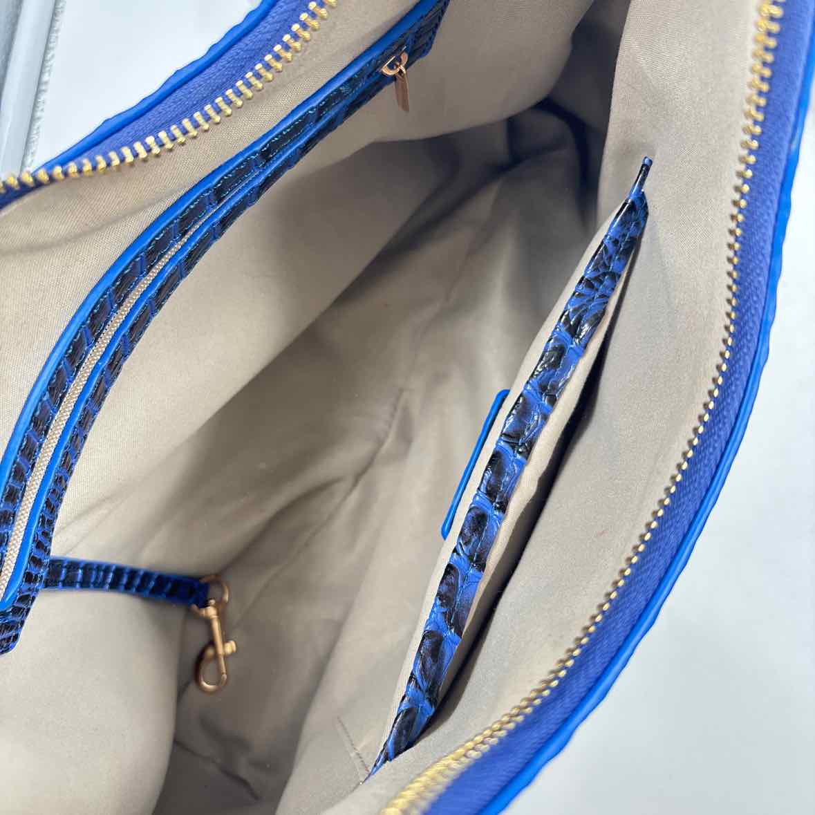 Interior BRAHMIN Royal Blue & Black Croc-Embossed Leather OMBRE MELBOURNE TABITHA Shoulder Bag Purse