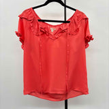 Max Studio Women's Size S Orange Solid Short Sleeve Shirt
