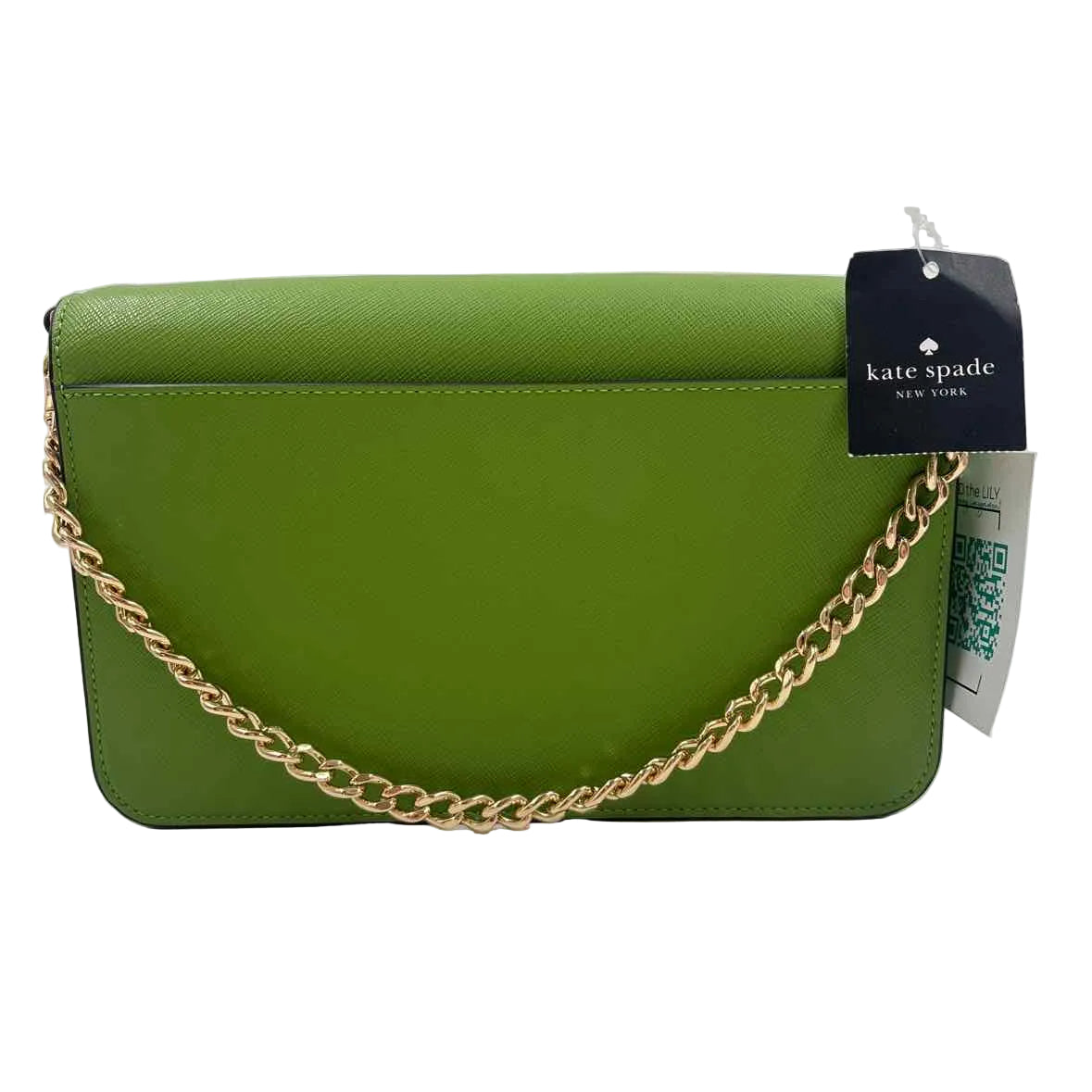 Back NWT KATE SPADE NY Green Saffiano Leather MADISON FLAP Clutch Shoulder/Crossbody Purse