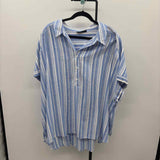 Lane Bryant Women's Size 4X Light Blue Stripe Short Sleeve Shirt