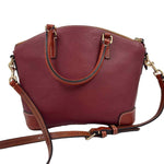 Back DOONEY & BOURKE Maroon Pebbled Leather DILLEN Domed Satchel w/Adj Crossbody Purse