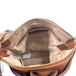 Interior MICHAEL KORS Caramel Pebbled Leather CAMDEN DRAWSTRING Crossbody Purse w/Tassel Accents