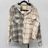 altar'd state Women's Size S Ivory Plaid Long Sleeve Shirt