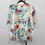 Chico's Women's Size XL Teal Floral Short Sleeve Shirt