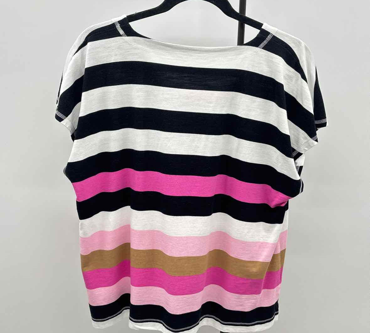 Talbots Women's Size XL Black Stripe Short Sleeve Shirt