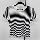 Evereve Women's Size S Black Stripe Short Sleeve Shirt