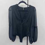 Anthropologie Junior's Size M Black Textured Long Sleeve Shirt