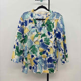 Chico's Women's Size S Blue Floral Long Sleeve Shirt