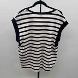 Halogen Women's Size L Black Stripe Short Sleeve Shirt