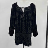 Johnny Was Women's Size XS Black Patchwork Long Sleeve Shirt