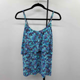 American Beach Women's Size XL Aqua Floral Swimsuit - Separate