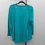 Chico's Women's Size L Aqua Textured Long Sleeve Shirt