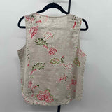 Habitat Women's Size M Tan Floral Sleeveless Shirt