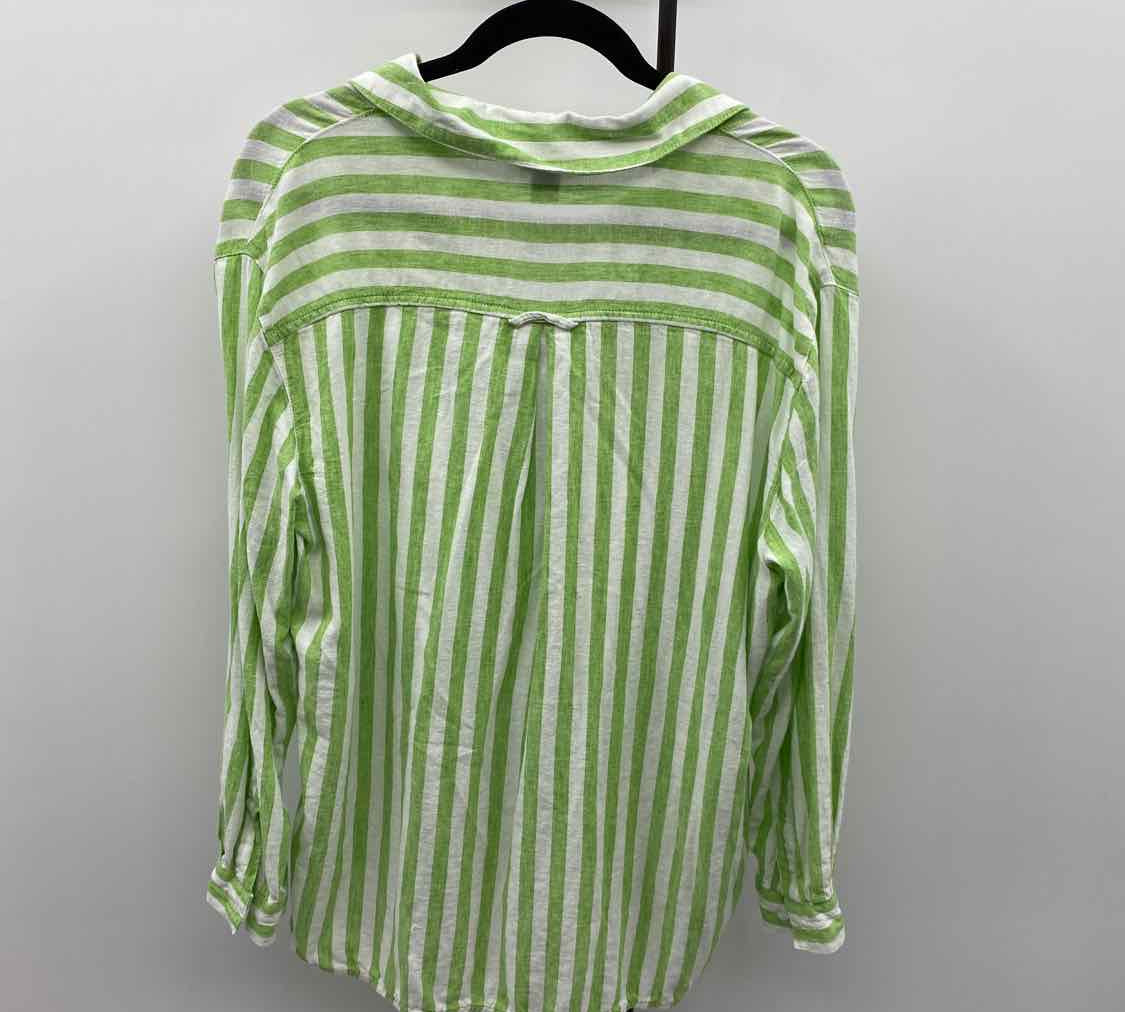 Old Navy Women's Size M Green Stripe Long Sleeve Shirt