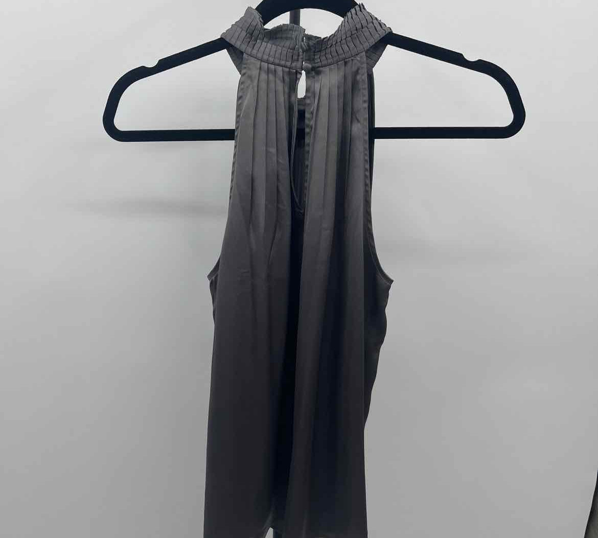 White House Black Market Women's Size S Pewter Solid Sleeveless Shirt