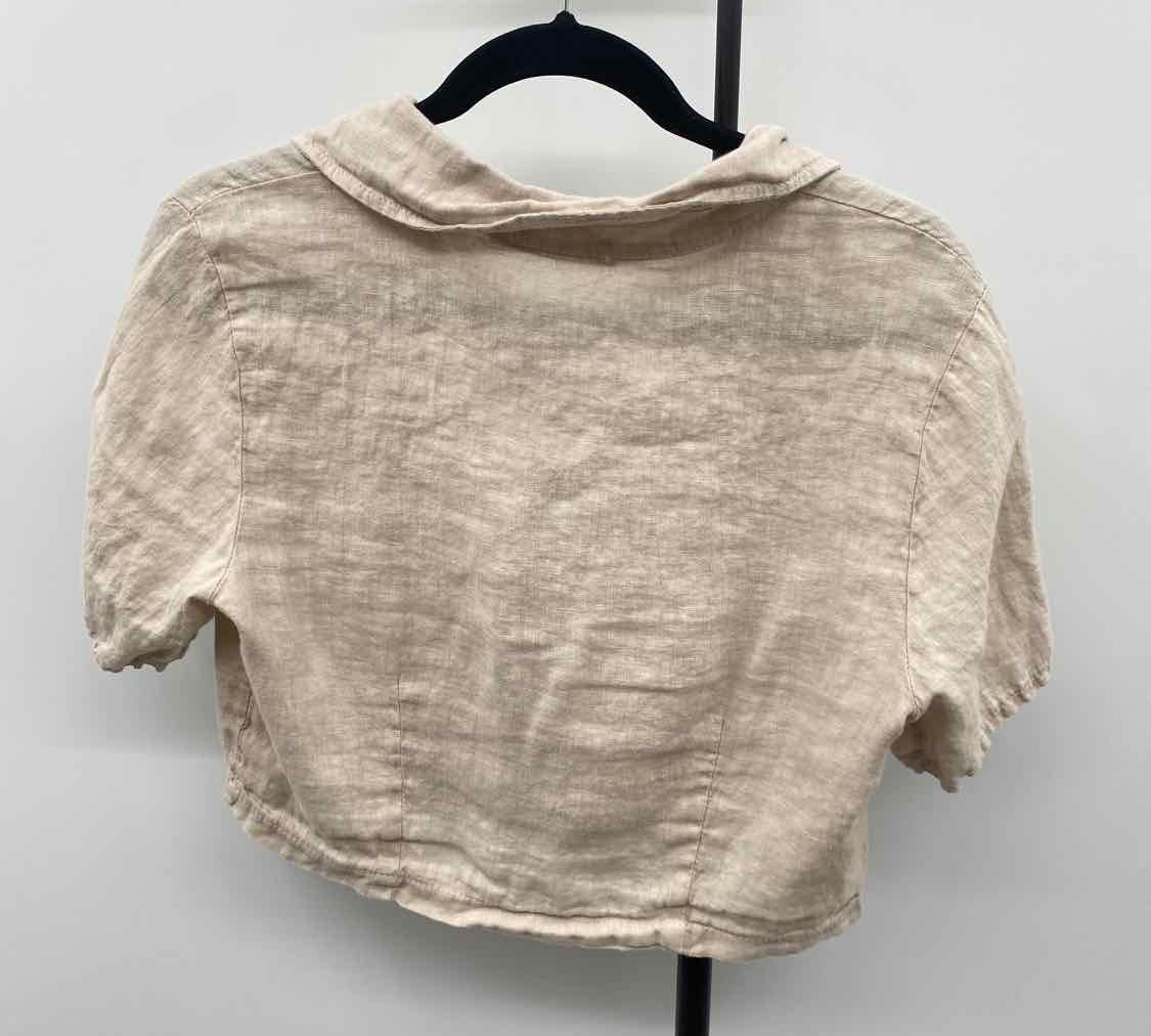 Valentina Naldi Women's Size L Beige Heathered Short Sleeve Shirt