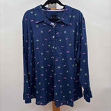 Talbots Women's Size 3X Navy Palm Trees Long Sleeve Shirt