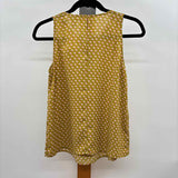 Loft Women's Size SP Mustard Yellow Floral Sleeveless Shirt