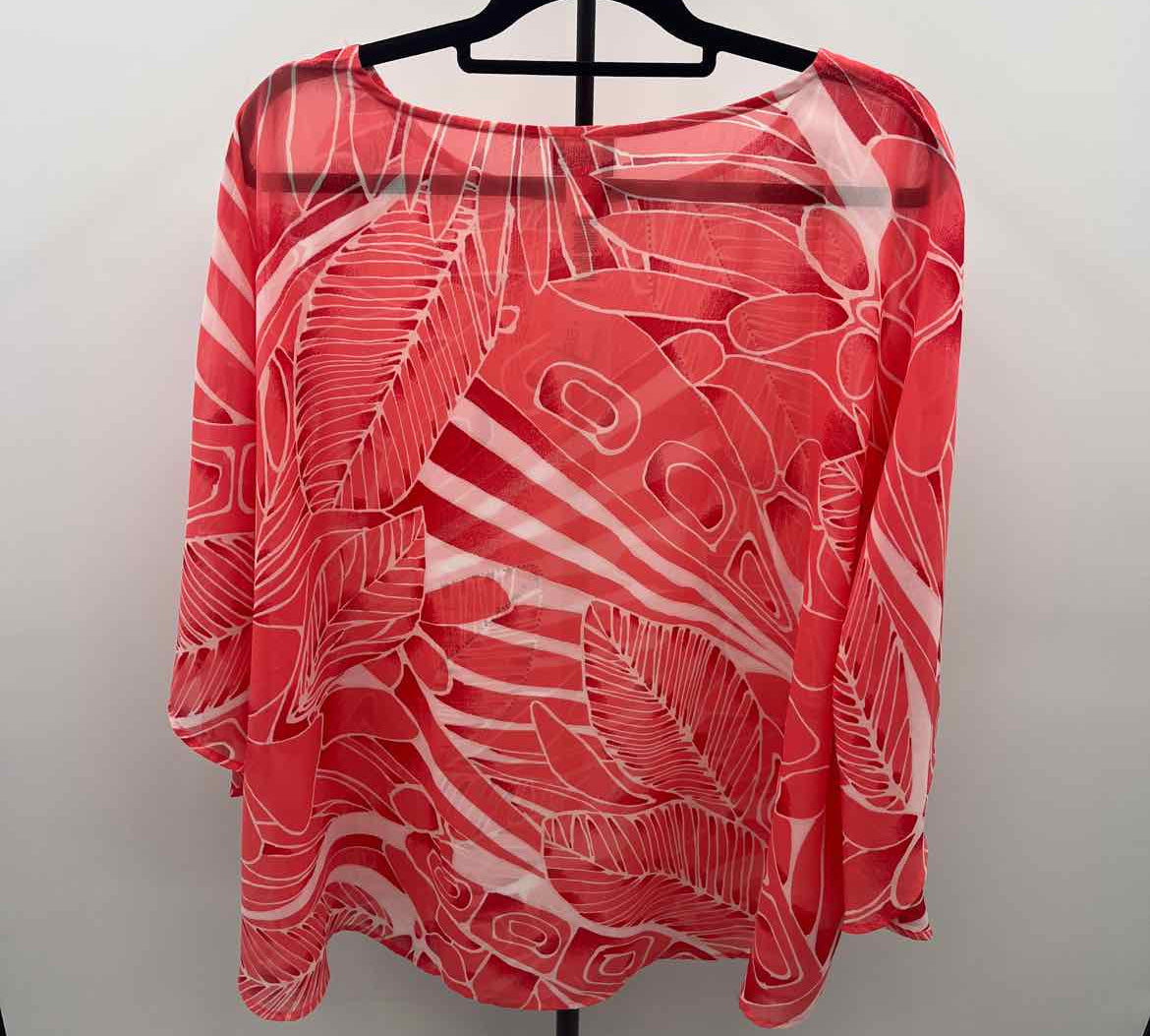 Chico's Women's Size L/XL coral Abstract Poncho