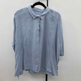 Things Between Women's Size L Blue Stripe Short Sleeve Shirt