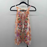 savanna jane Women's Size 1X Peach Floral Sleeveless Shirt