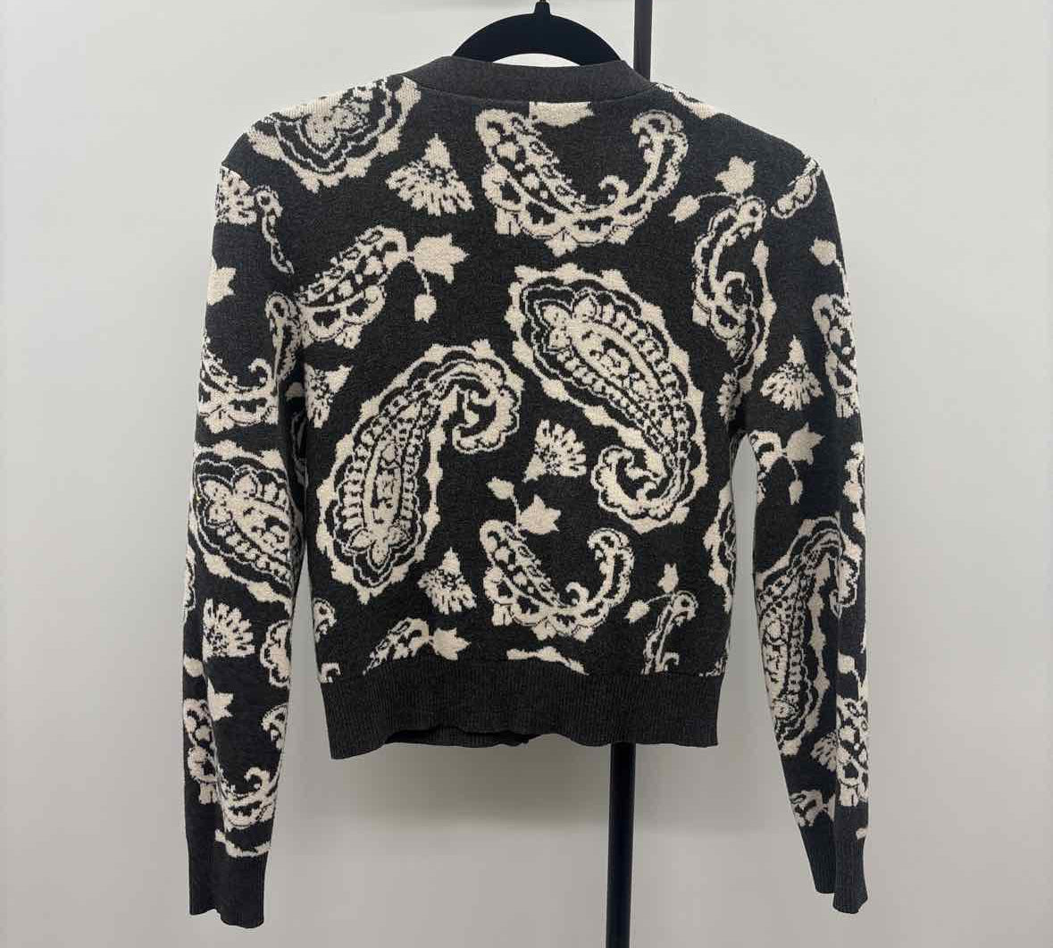 Ophelia Roe Women's Size S Charcoal Paisley Cardigan