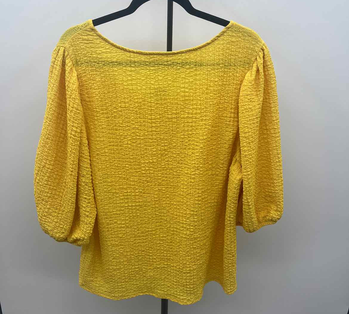 terra & sky Women's Size 3X Yellow Textured Short Sleeve Shirt