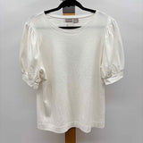Chico's Women's Size L White Solid Short Sleeve Shirt