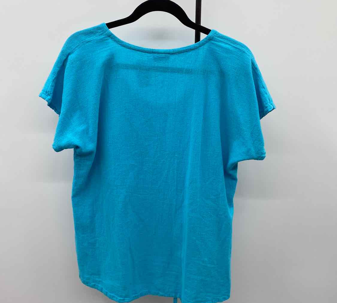 Oh My Gauze Women's Size S/M Turquoise Textured Short Sleeve Shirt
